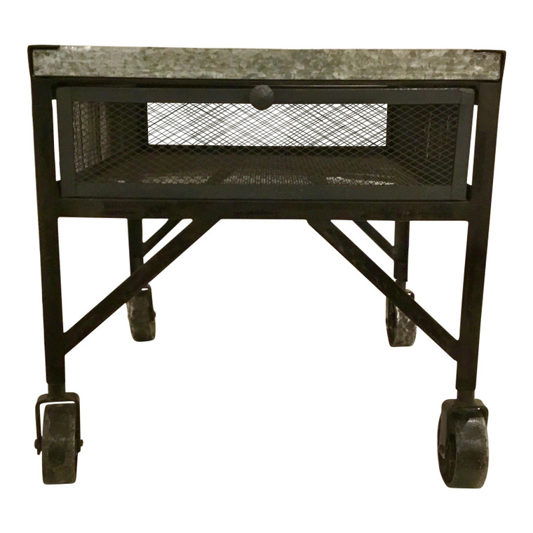 Industrial Modern End Table on Wheels