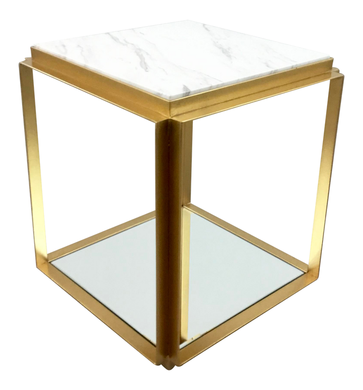 Bungalow 5 Modern Brass Finished and Carrara Marble Abbott Side Table