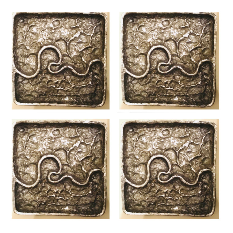 Brutalist Studio a Home Inspired Modern Silver Metal Panels - Set of 4