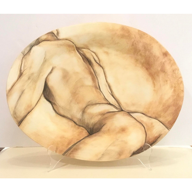 Hand Painted Signed Male Nude Study Plate