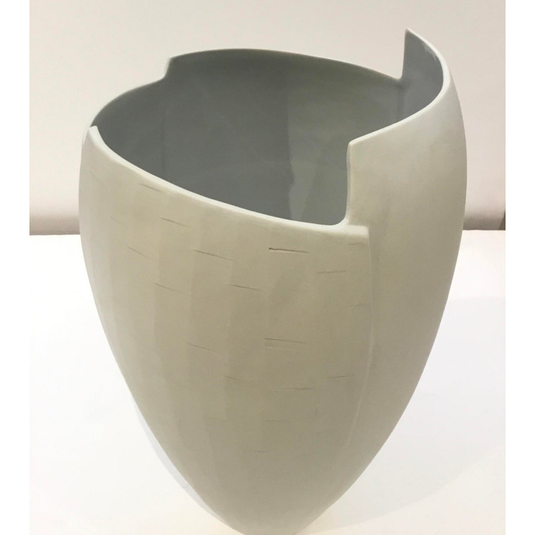 Large Modern Matte White Finish Textured Porcelain Vase