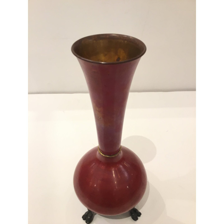 Early 20th Century Red Enamel Bronze Vase