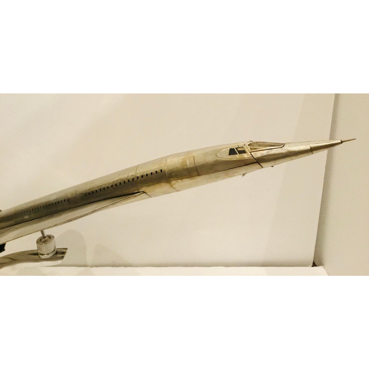 Silver Finished Concord Jet Model on Polished Aluminum Stand