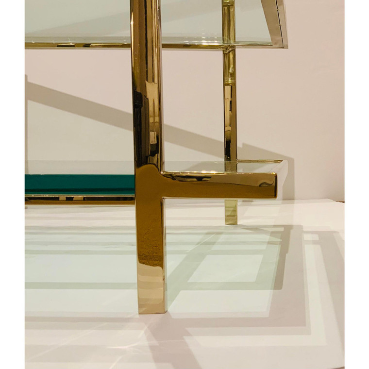 Caracole Modern Brass and Glass the Top to Bottom End Table