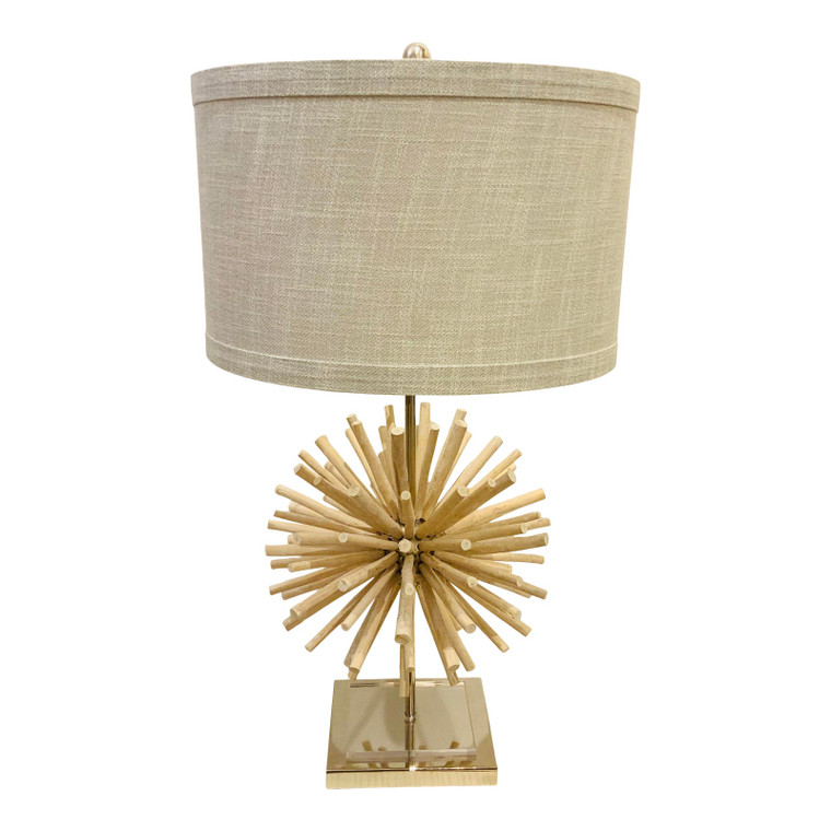 Organic Modern Bleached Twig Sphere Table Lamp