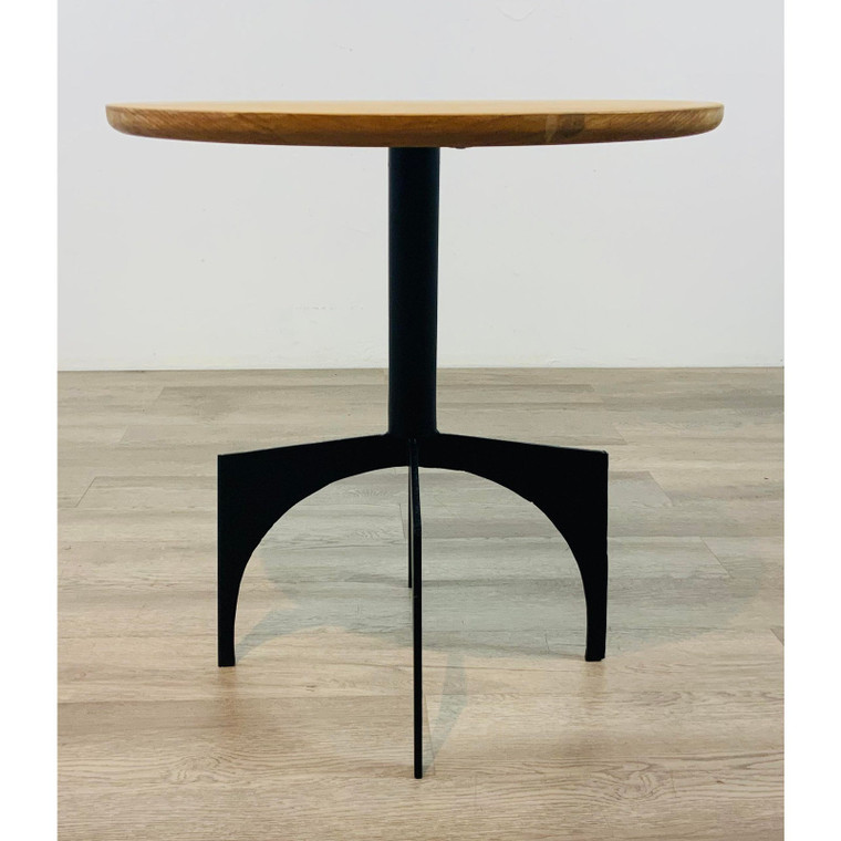 Organic Modern Teak and Metal Side Table