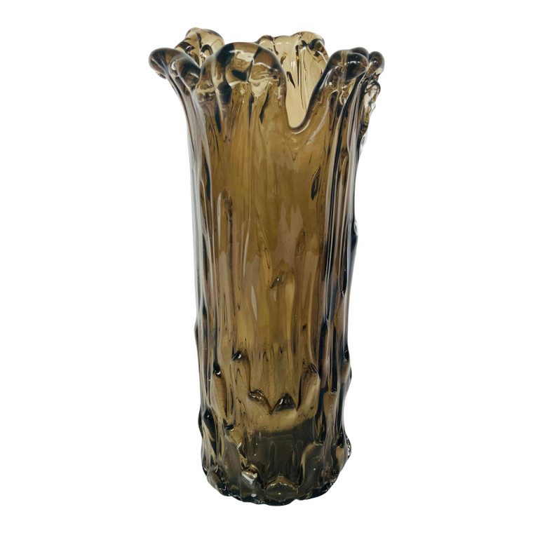 Global Views Medium Mod Melting Smoke Glass Hurricane Vase