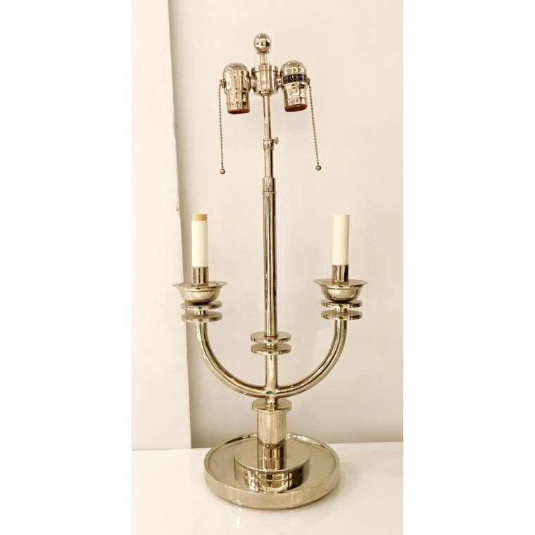 City Studio La Fine Art Deco Style Polished Nickel Table Lamp