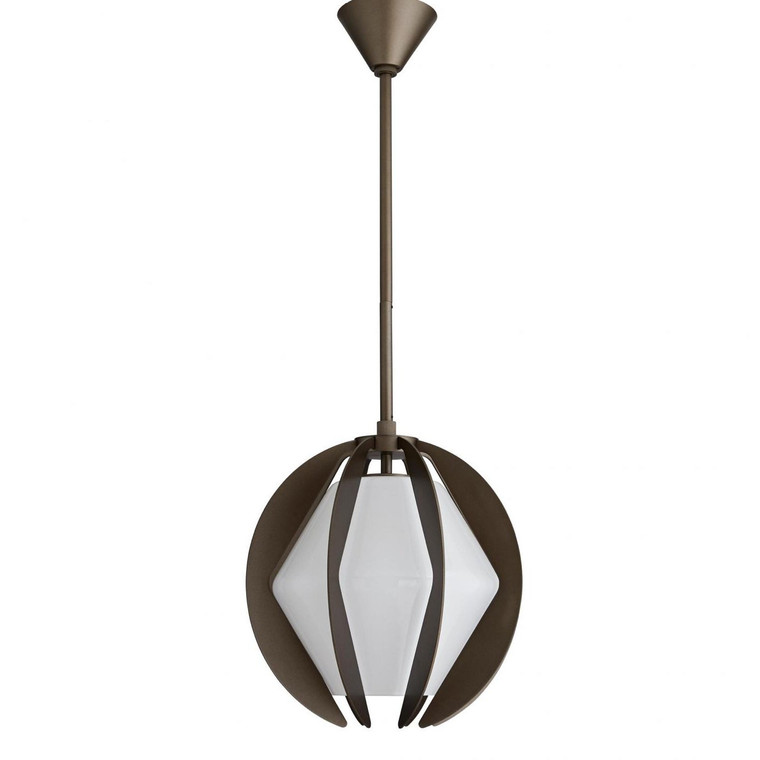 Arteriors Industrial Modern Aged Iron and Opal Glass Indoor/Outdoor Puzol Pendant