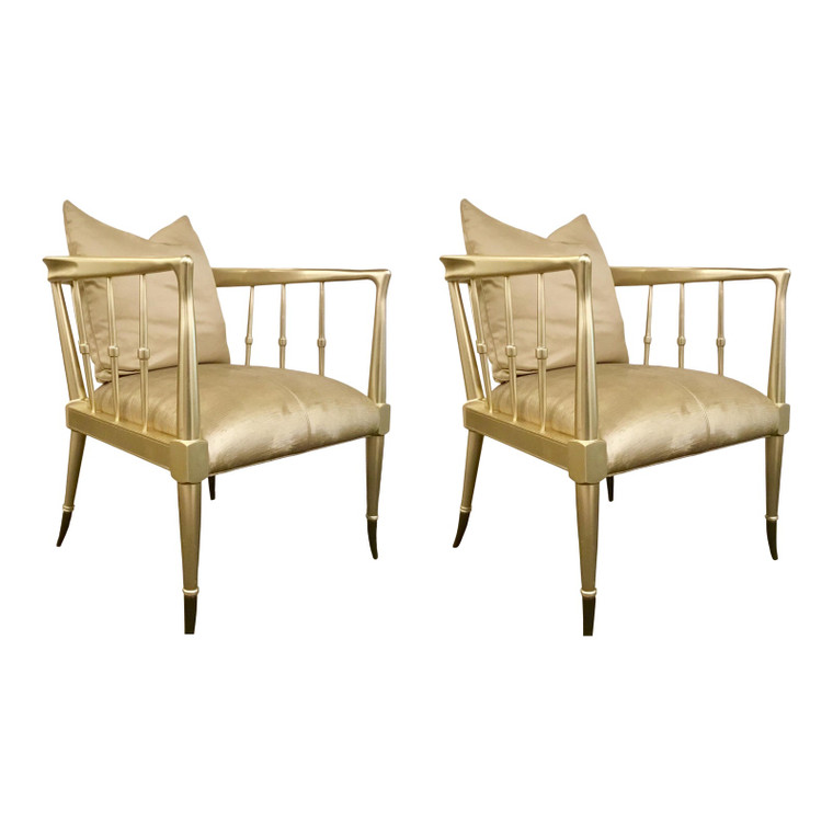 Caracole Modern Gold Finesse Lounge Chairs Pair