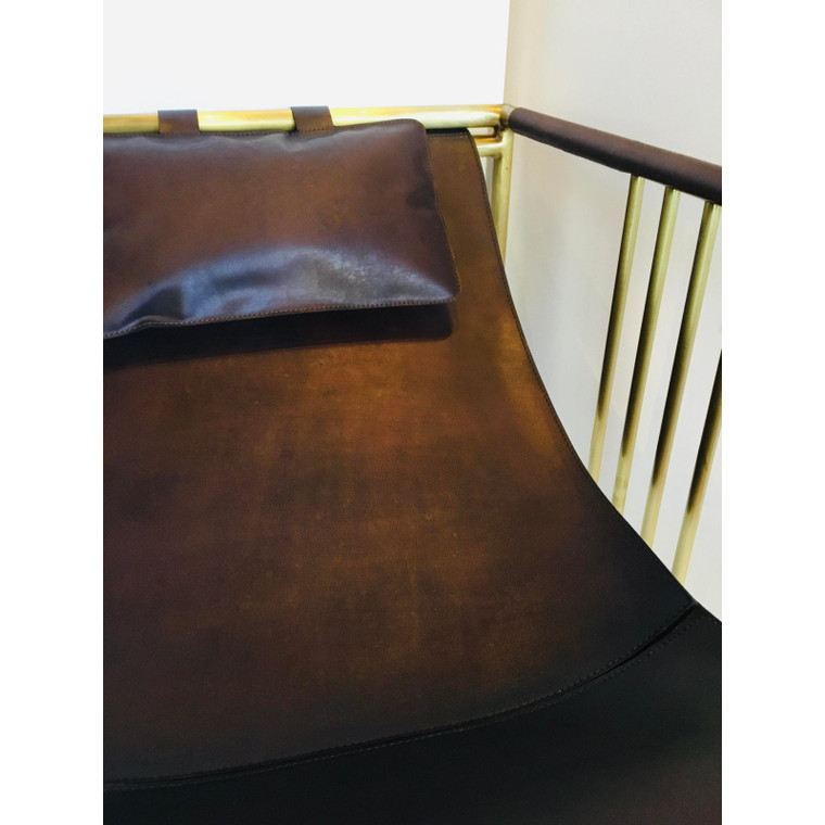Baker Modern Dark Ox Brown Vintage Leather Sling Chair