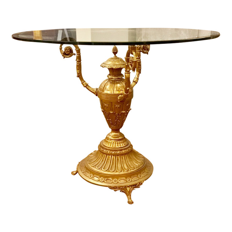 Italian Traditional Bronze and Glass Side Table