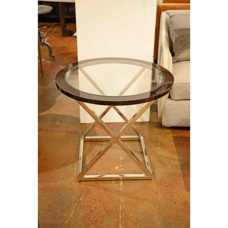 Thomas & Gray Modern Rosewood and Chrome Side Table