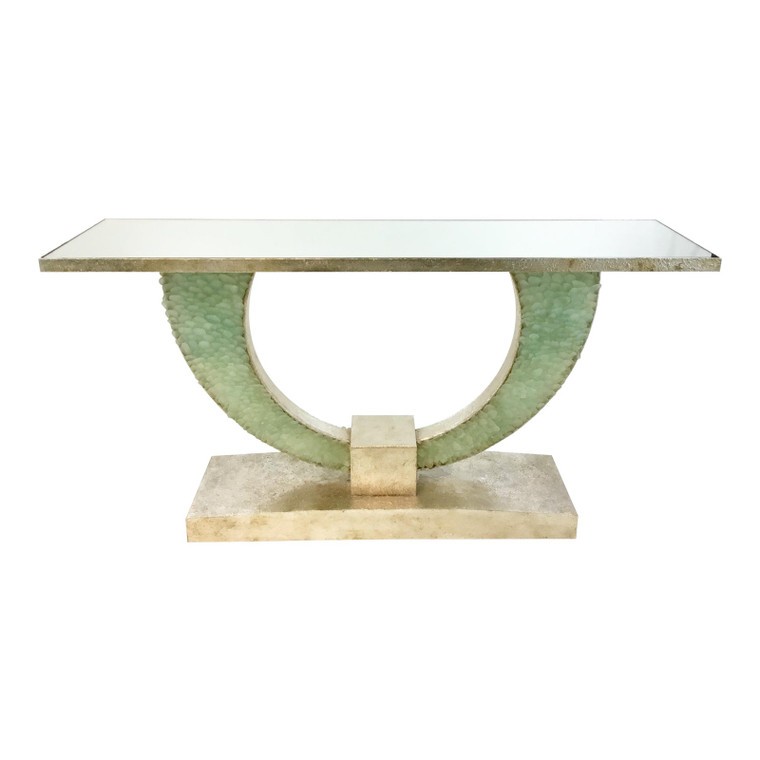 Currey & Co. Modern Green Sea Glass Console Table Prototype