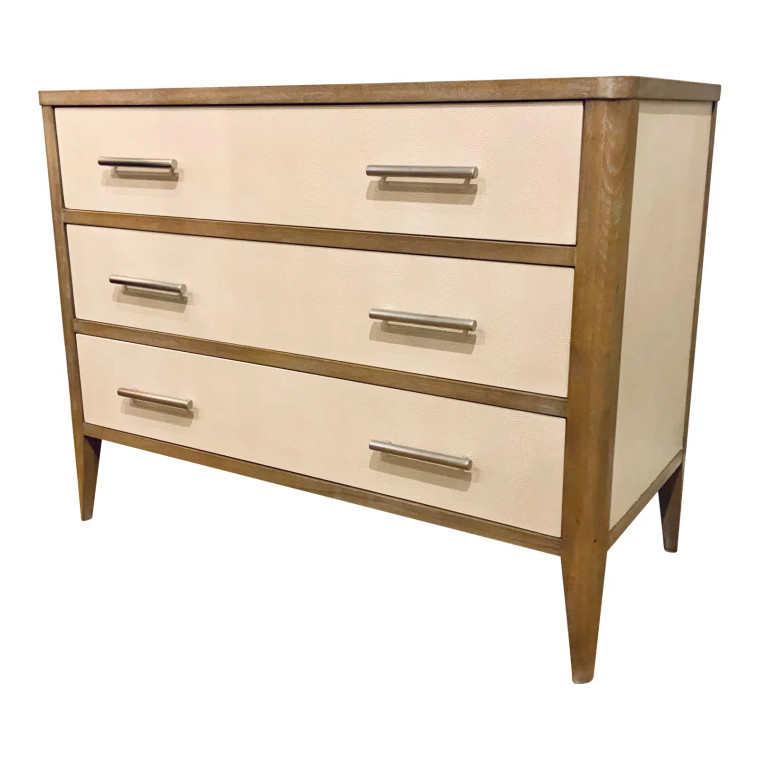 Theodore Alexander Organic Modern White Faux Shagreen Norwood Chest of Drawers