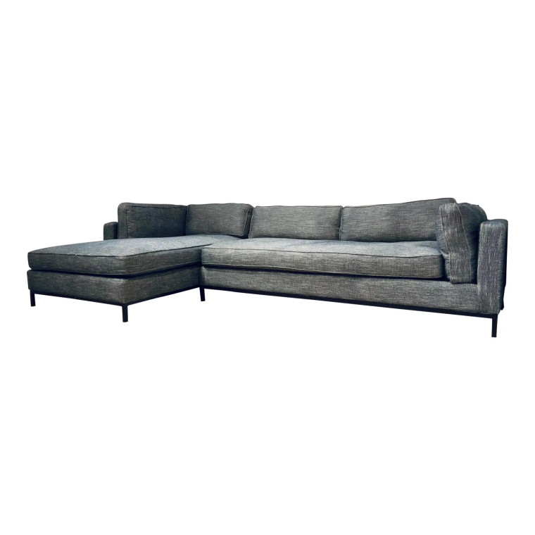 Modern Two Piece Blue-Gray Sectional Sofa