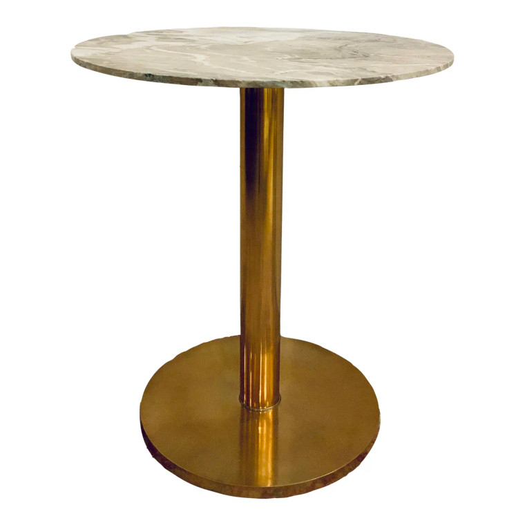 Modern Marble and Brass Counter Height Bar Table
