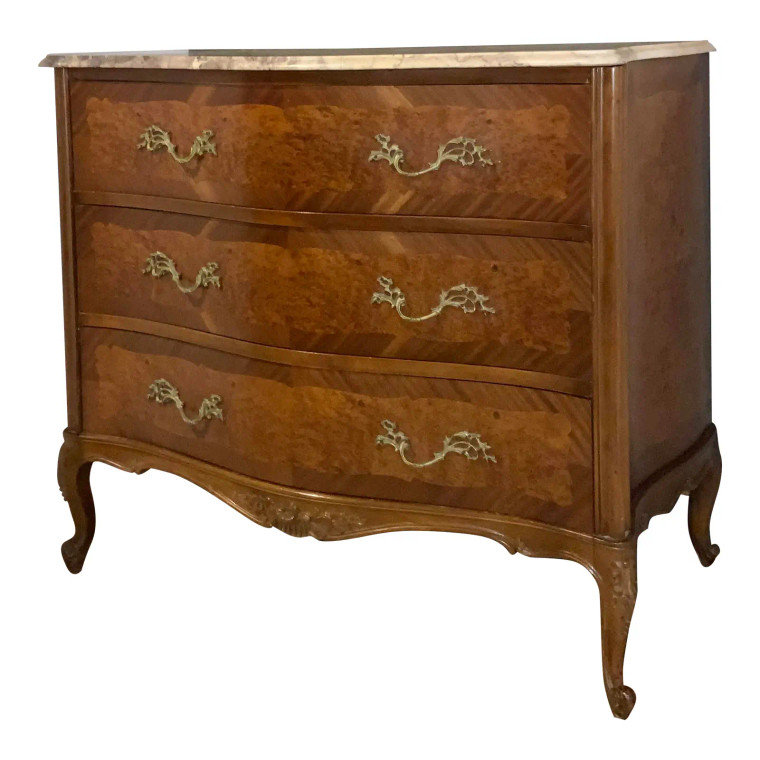 Antique French Burl Wood Dresser