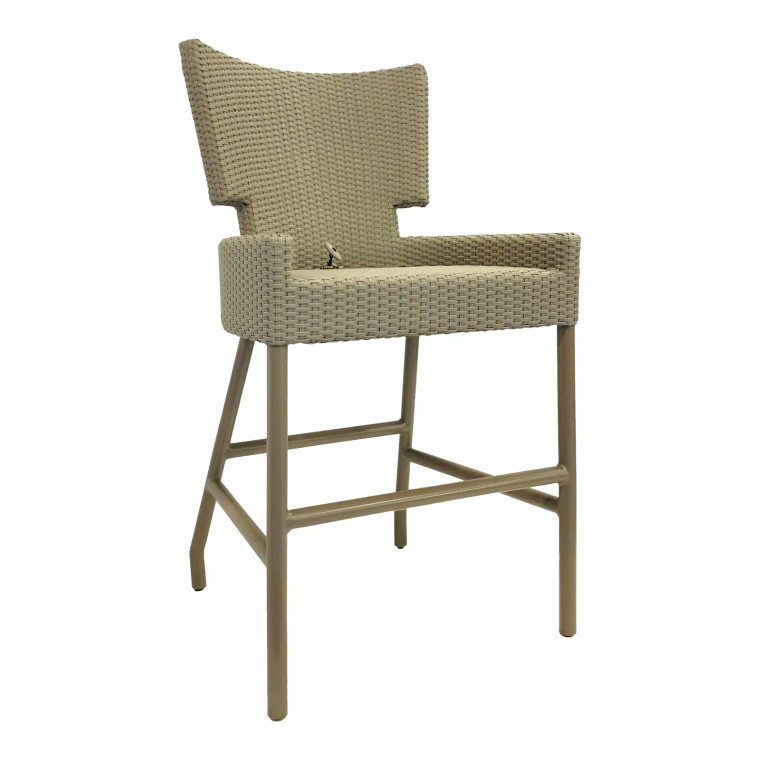 Barbara Barry for Baker / McGuire Modern Gray Woven Resin Outdoor Key Bar Stool