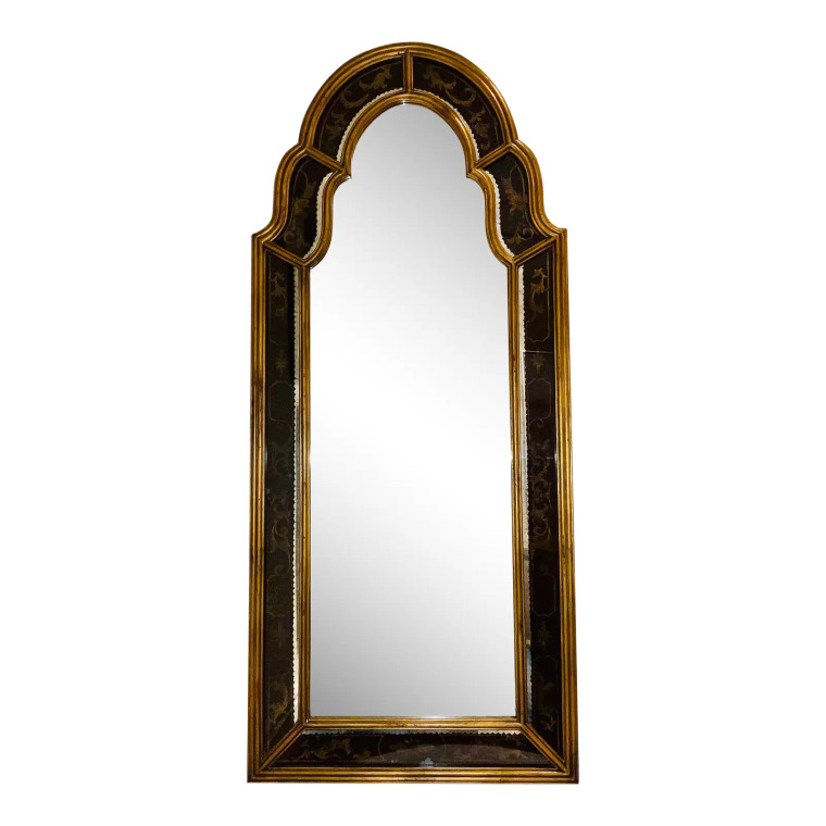 John Richard Transitional Hand Painted William and Mary Wall Mirror