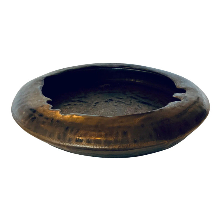 Modern Primitive Style Low Bronze Bowl