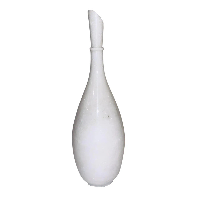 Global Views Modern White Marble Teardrop Vase