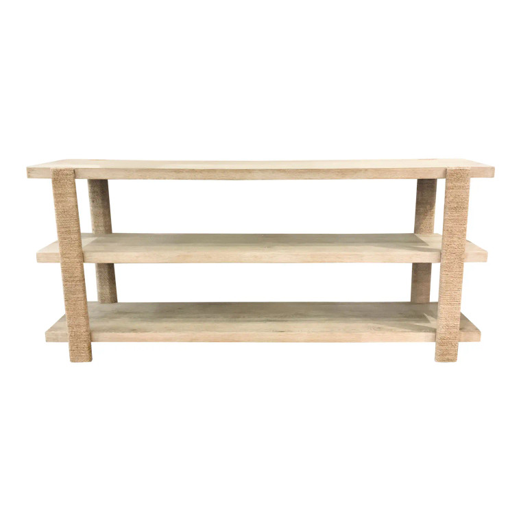 Organic Modern Cerused Oak Finished Wood Console Table