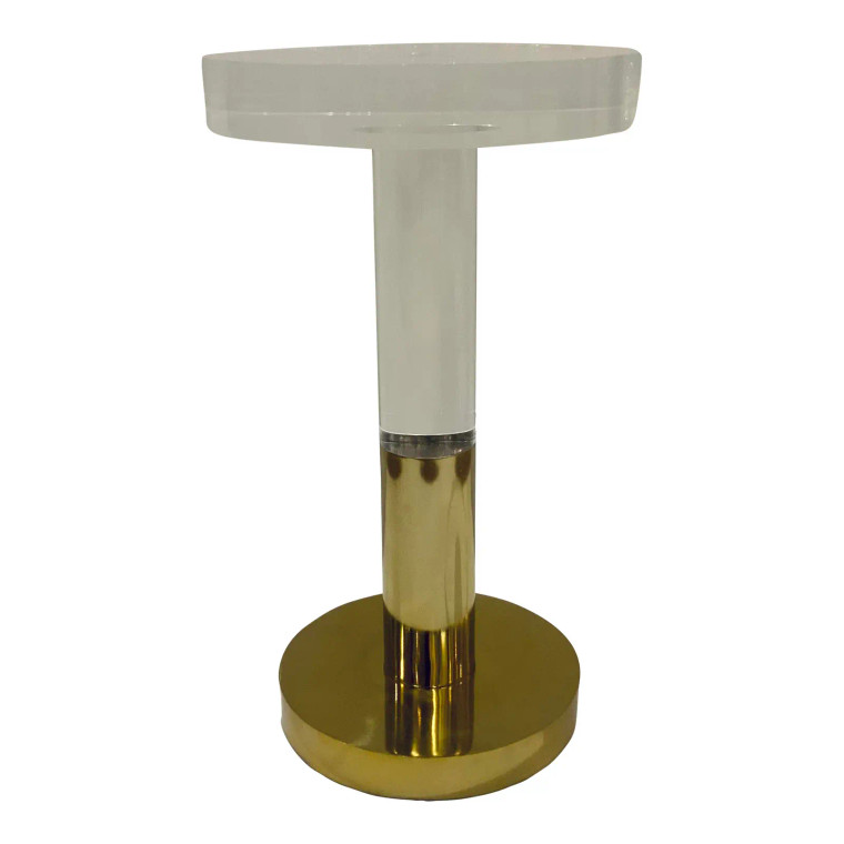 Modern Acrylic and Brass Finished Accent Table