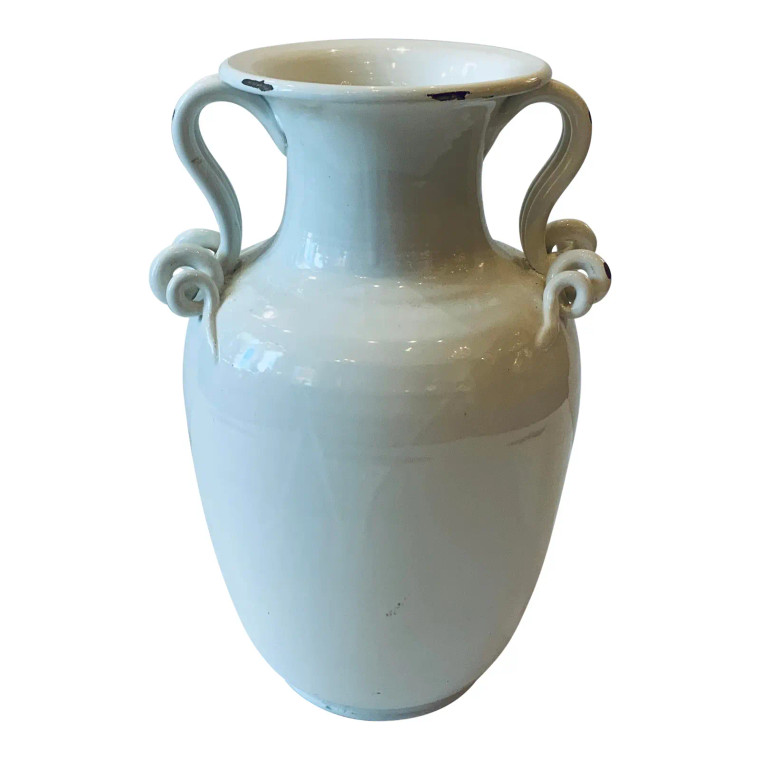Transitional Italian White Glaze Pottery Vase