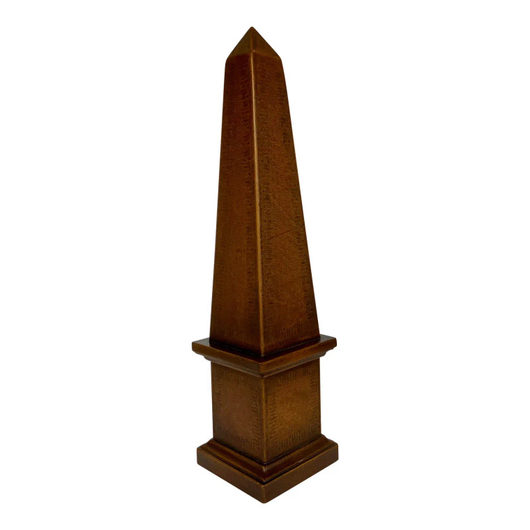 Theodore Alexander Transitional Embossed Brown Leather Obelisk