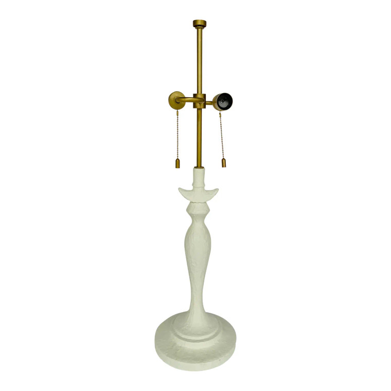 Baker Modern Cream and Brass Finished Faux Plaster Firenze Table Lamp