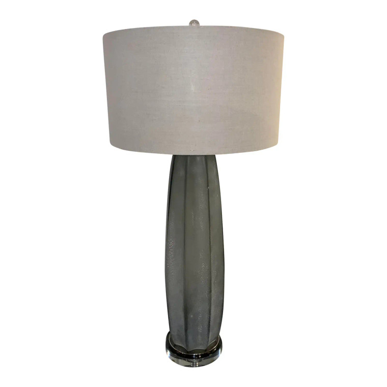 Large Contemporary Textured Gray Glass Table Lamp