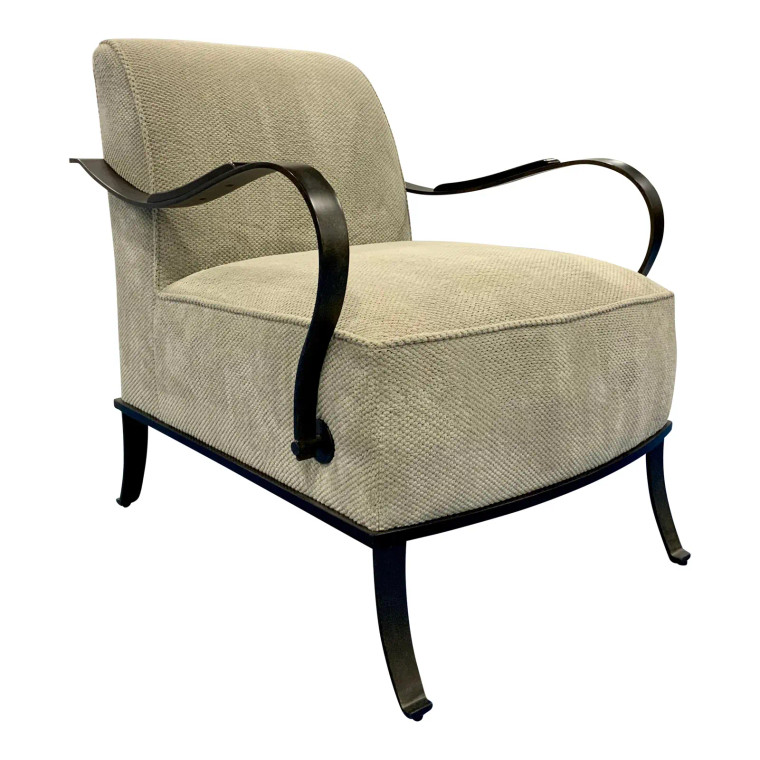 Caracole Modern Beige Velvet Mixed Message Lounge Chair