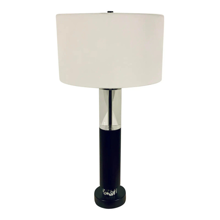 Modern Cylindrical Crystal and Zebra Stone Table Lamp