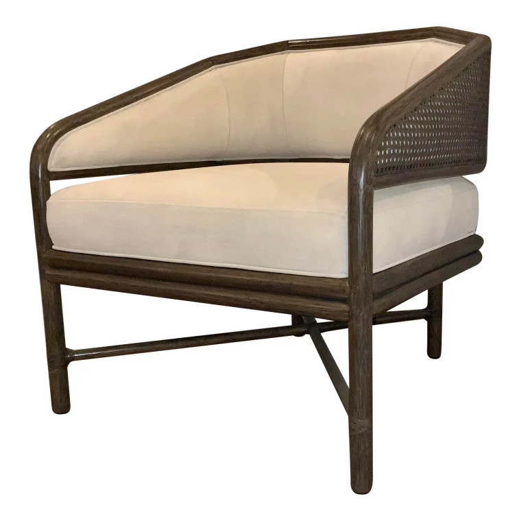 Baker / McGuire Organic Modern Caned Taupe Ridge Lounge Chair