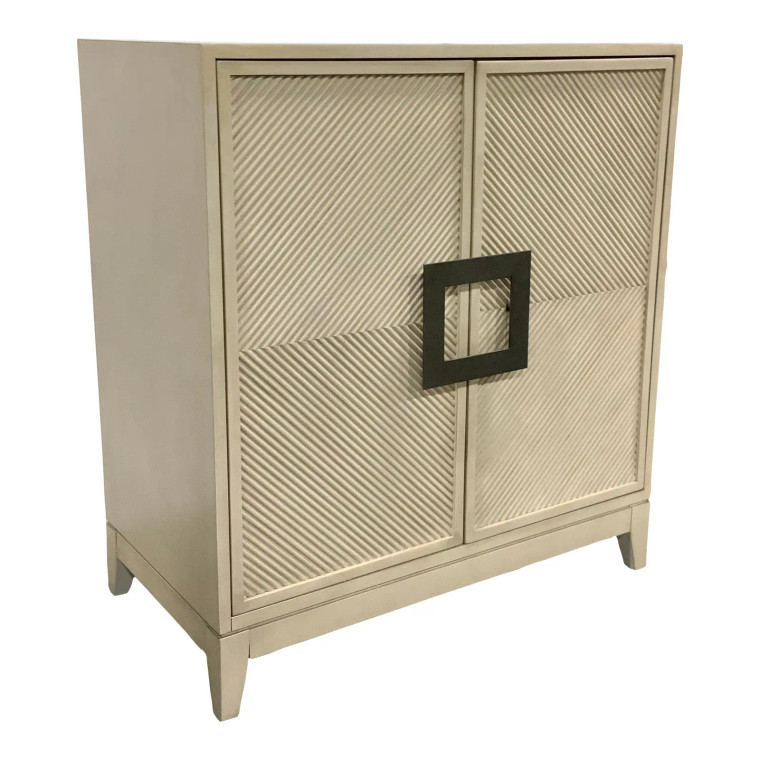 Modern Geometric Ivory Finished Cabinet