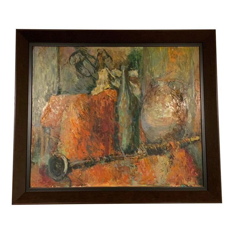 Mid-Century Modern Impressionistic Still Life Oil Painting by Stokes