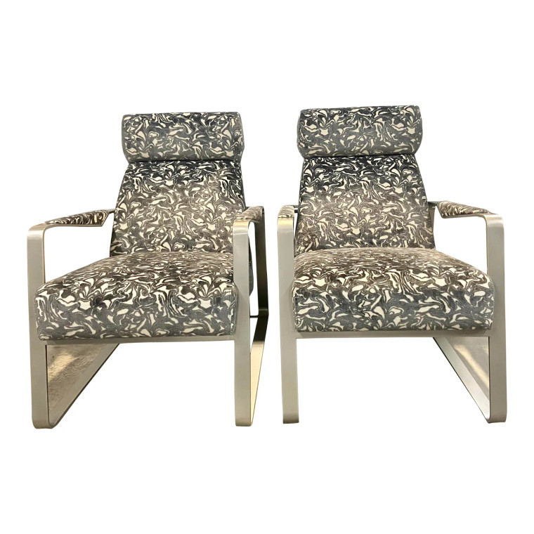 Caracole Abstract Modern Exposition Lounge Chairs Pair