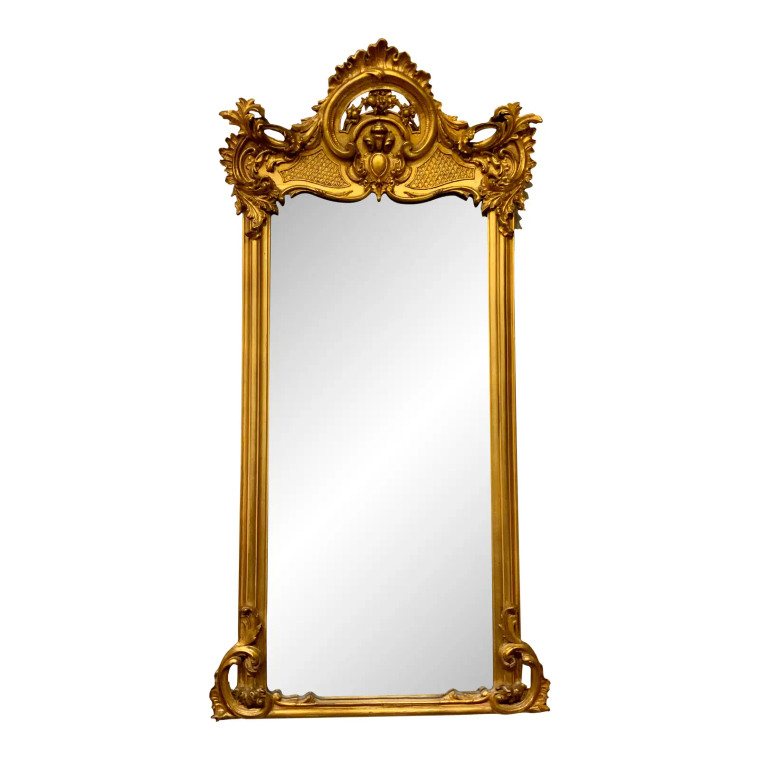 Antique Tall Carved Gold Gilt Finished Wall Mirror