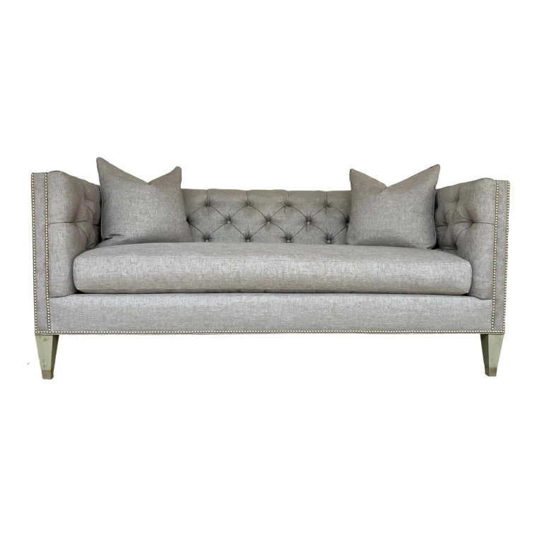 Lillian August Modern Woven Gray Tufted Wright Loveseat