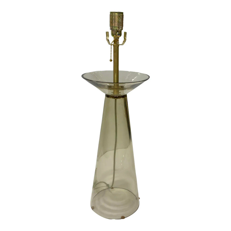 Barbara Barry for Baker Smoked Glass Waistline Table Lamp