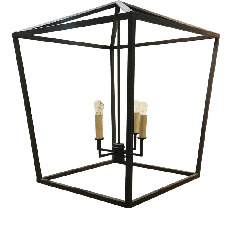 Currey & Co. Modern Black Textured Metal Large Denison Lantern