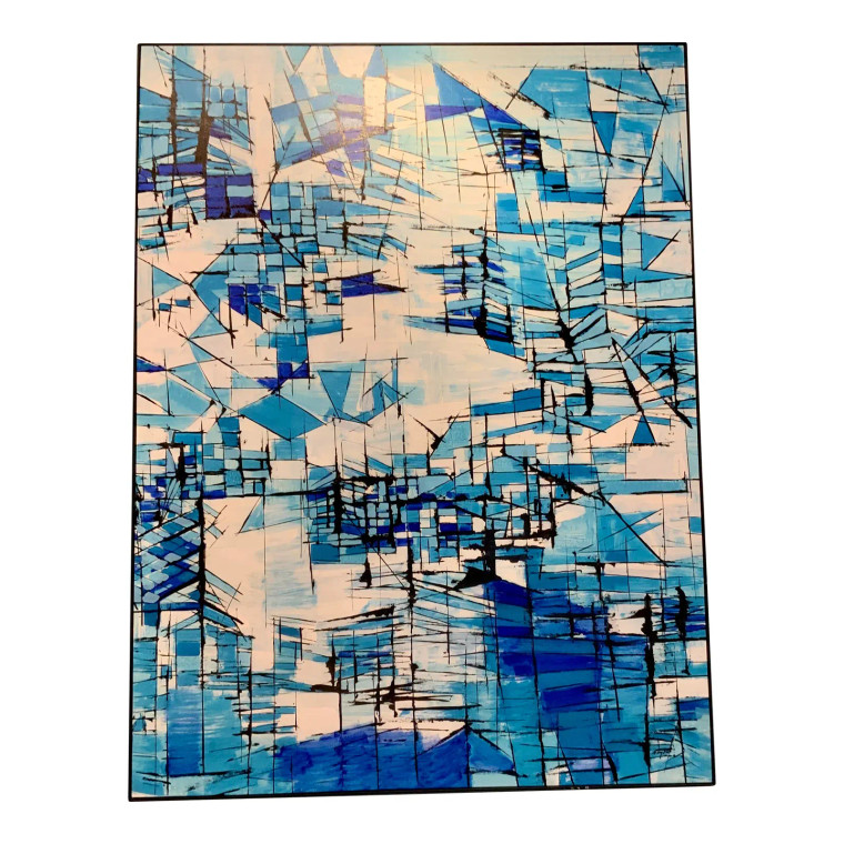 Abstract Modern Blue “In Dreams” Painting by Teng Fei