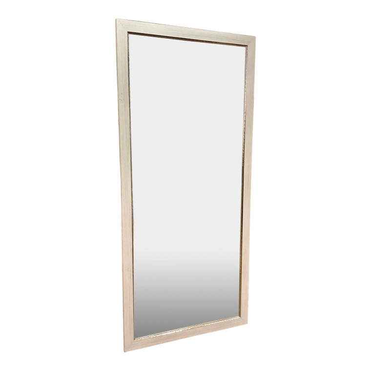 Organic Modern White Washed and Silver Floor Mirror