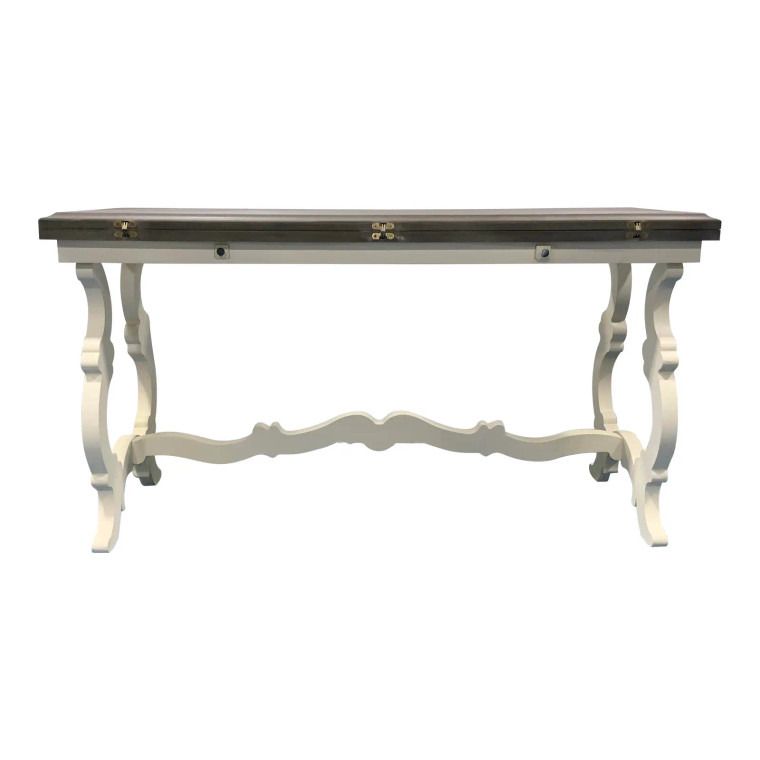 Transitional White and Gray Wood Flip Top Console Table