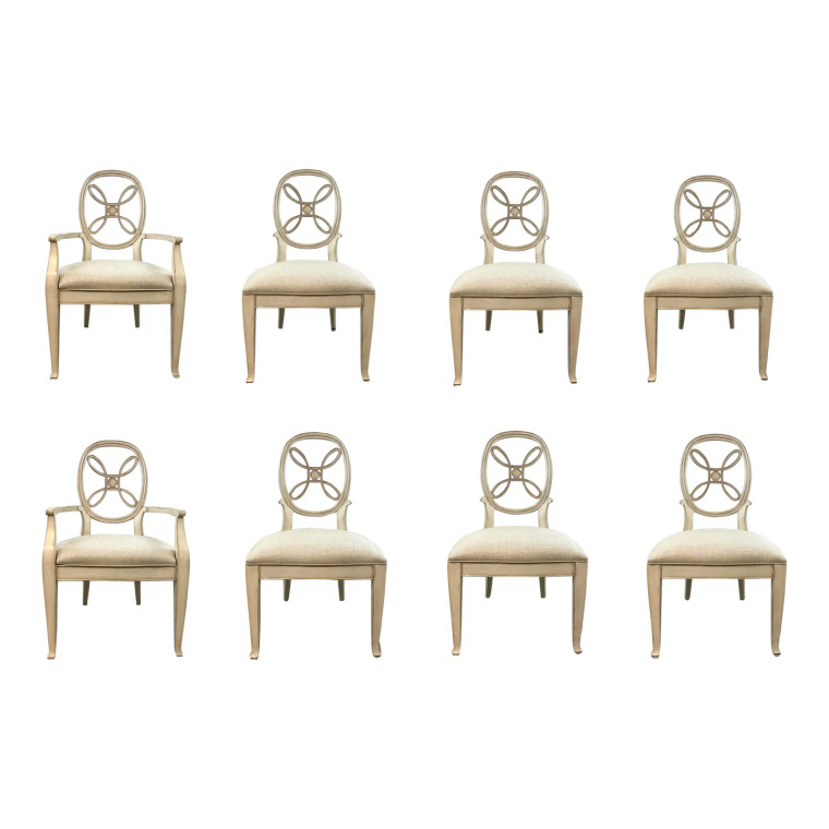 Henredon Transitional Ivory Dining Chairs Set of 8