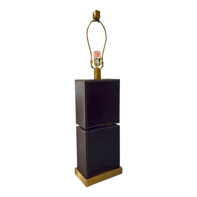 Currey & Company Modern Chocolate Brown Leather Table Lamp