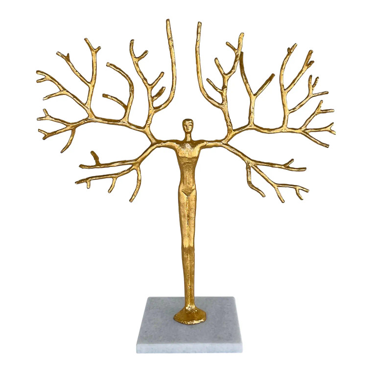 Global Views Modern Gold Finished Tree Man Sculpture