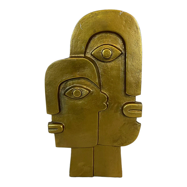 Currey & Company Modern Picasso Style Gold Metal Vaes