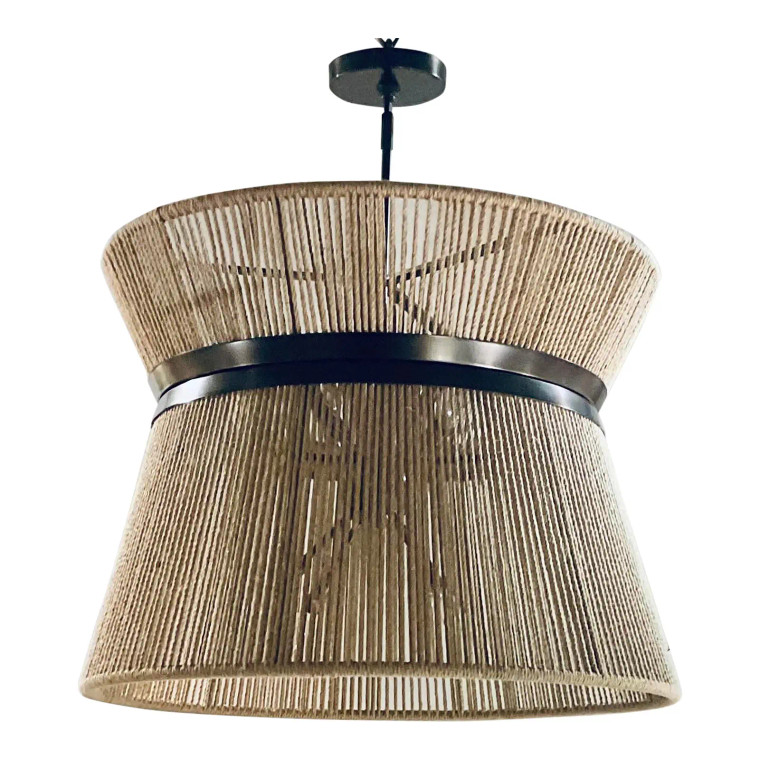 Organic Modern Cinched Rope High Strung Pendant Chandelier